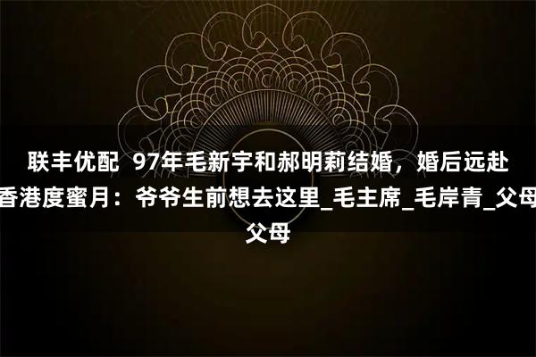 联丰优配  97年毛新宇和郝明莉结婚，婚后远赴香港度蜜月：爷爷生前想去这里_毛主席_毛岸青_父母